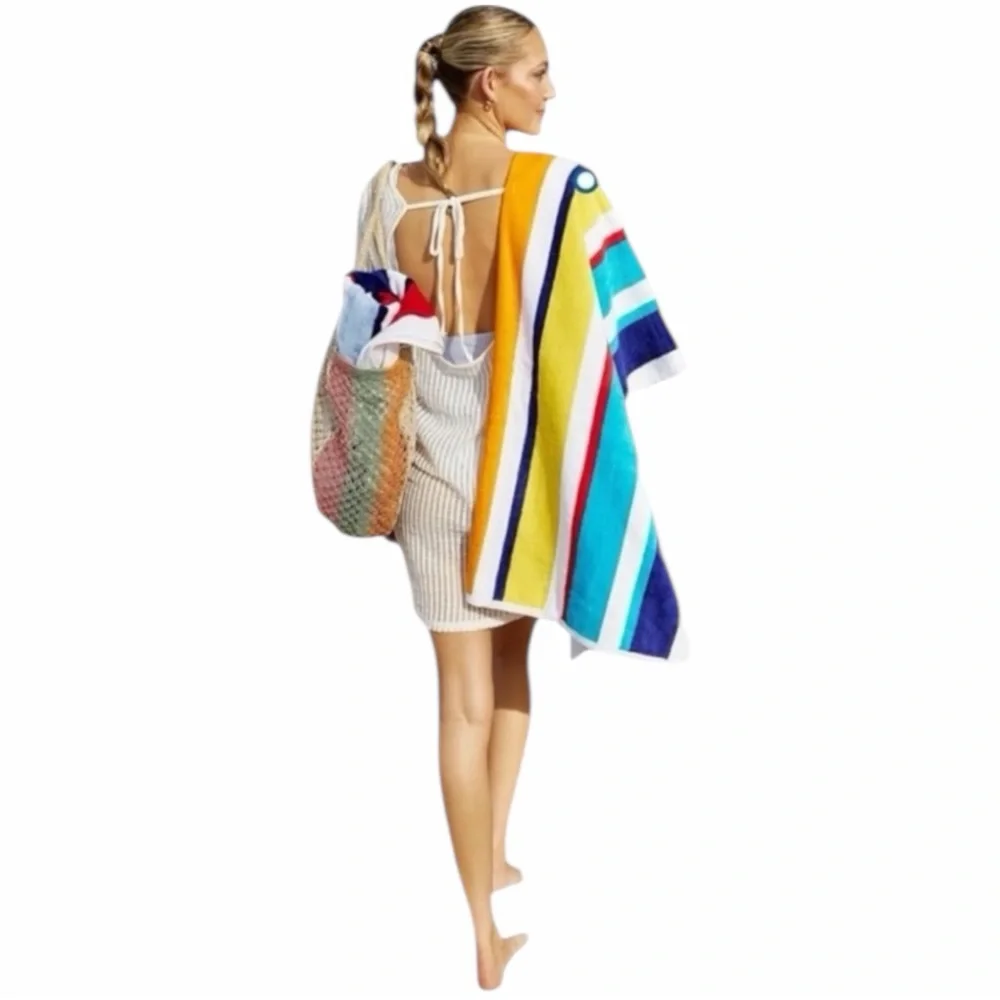 Colorful Striped Cotton Beach Towels New Without Tags